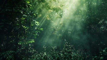 Aufkleber - Sunlight Through Mist In Lush Rainforest