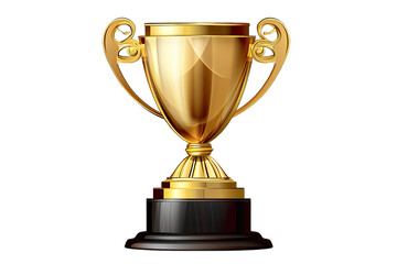 Golden Trophy Cup with Ornate Handles Isolated on transparent background