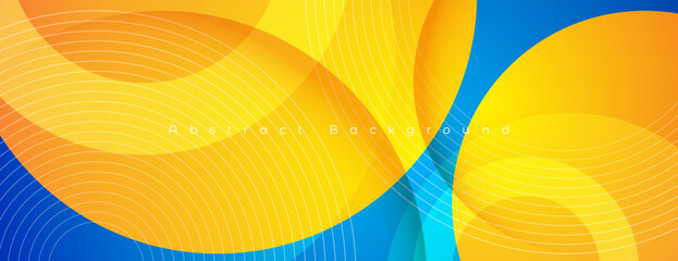 Wall Mural - blue and yellow abstract background with circular shapes composition