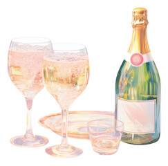 Sticker - PNG  A bottle of champagne glass drink wine.