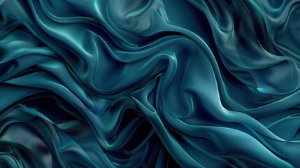 Wall Mural - A tranquil flow of smoke swirls in a seamless pattern, where vibrant indigo merges with shades of teal to mimic a luxurious silk texture.