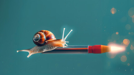 Snail riding bullet as speed up concept.