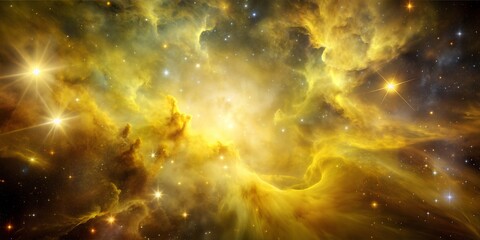 Wall Mural - golden nebula with sparkling stars in space