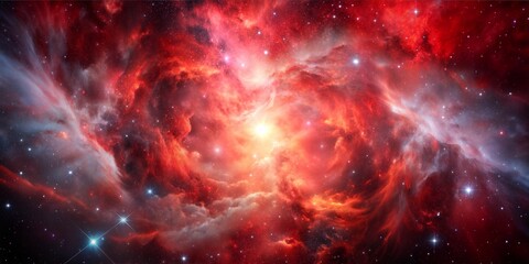 Wall Mural - red cosmic nebula with bright stars