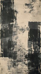 Aufkleber - Abstract Art Painting With Black and White Texture