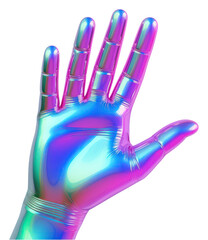 Poster - PNG  A hand icon iridescent glove white background futuristic.