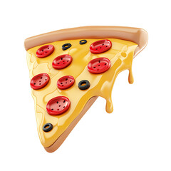 3D Pizza Icon Flying Slice Isolated