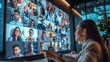 © Антон Сальников - Videocall between business associates and stakeholders on a new project development. CEOs discuss the firm's growth. Camera A.