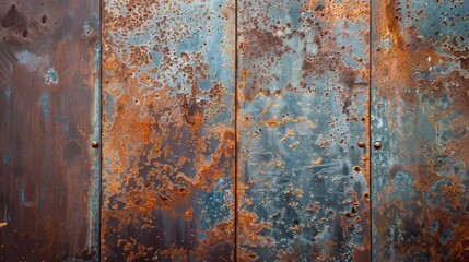 Sticker - Steel plate with rusty brown color; copy space; rusted metal sheet