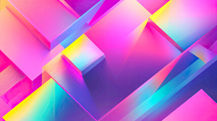 Wall Mural - 3d geometrische Elemente in pink, blau und orange