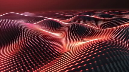 Wall Mural - Abstract Red 3D Wavy Lines Background