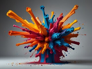 Wall Mural - Explosion of Colorful Paints