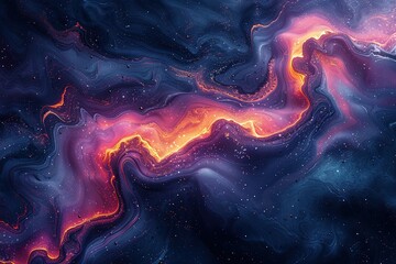 Wall Mural - A painting of a galaxy with a purple and orange swirl