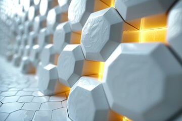 Canvas Print - A white wall with a pattern of hexagons