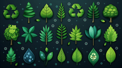 Wall Mural - Green leaves and trees symbolizing environmental conservation