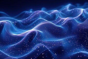 Wall Mural - The image is a blue and purple wave with a lot of sparkles