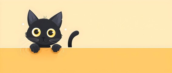 Wall Mural - Adorable Cartoon Cat Border Frame with Blank Space for Mockup Background Design