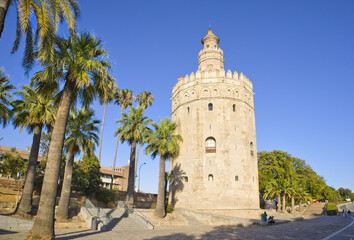  Golden Tower (or Torre del Oro) in Seville, Spain