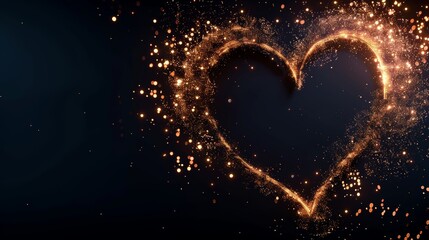 Wall Mural - Radiant heart shape with sparkling particles on black background