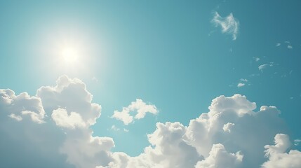 Wall Mural - the bright sun blue sky and light clouds wide photo : generative ai