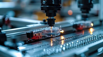 Aufkleber - A close-up photo of the production process of USB flash drive environmental testing in the factory. Generative AI.