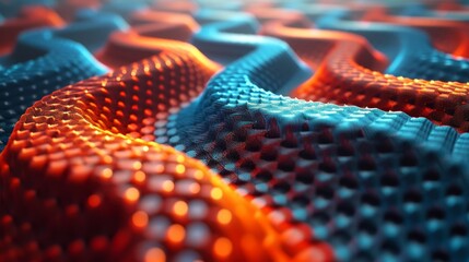 Poster - An abstract close-up of a blue and orange textured surface, the light reflecting off the raised bumps