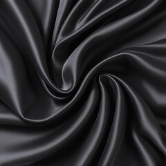 Wall Mural - Black silk background with dark luxurious fabric draped texture folds in waves of flowing soft pattern, abstract satin or velvet cloth in luxury material design. ai