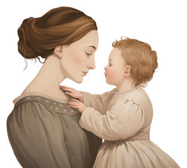 Wall Mural - PNG Illustration of mother and flowers painting portrait adult.