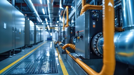 Fototapete - Energy Efficient equipment solutions for reduced consumption and cost at factory. Generative AI.