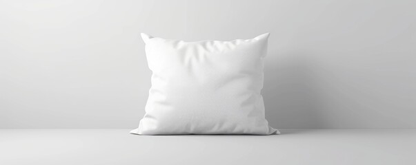 Wall Mural - Isolated white pillow on white background mockup, 4K hyperrealistic photo