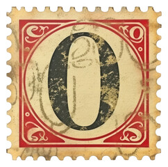 Sticker - PNG Vintage Number 0 postage stamp.