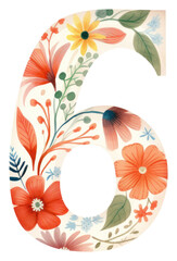 Sticker - PNG Number pattern flower plant.