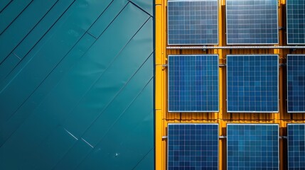 Wall Mural - a solar panel on the roof is an alternative form of energy that helps save resources and promotes su