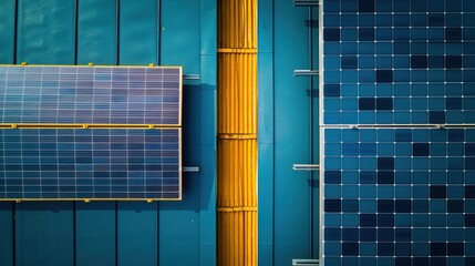 Wall Mural - a solar panel on the roof is an alternative form of energy that helps save resources and promotes su