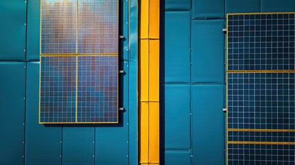 Wall Mural - a solar panel on the roof is an alternative form of energy that helps save resources and promotes su