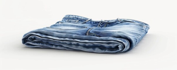 Wall Mural - Isolated blue jeans on white background mockup, 4K hyperrealistic photo