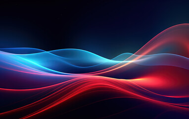 Canvas Print - Vibrant abstract blue and red waveform with fluid motion and colorful gradients.