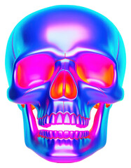 Canvas Print - PNG  Surrealistic painting of pink neon skull purple clothing glowing.