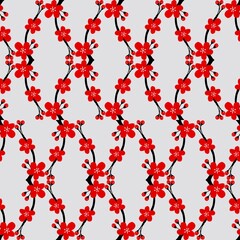 Wall Mural - seamless pattern background from graphics, red flowers on a white background, can be used to design 