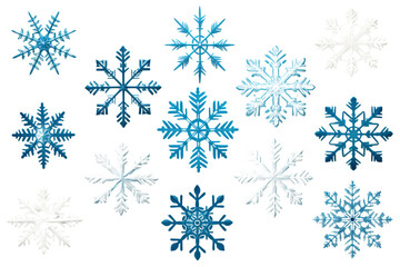 Aufkleber - Assorted snowflake designs with detailed structures Isolated on white backgroun