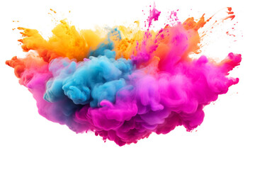 Burst of vibrant rainbow powder Isolated on white background