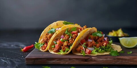 Canvas Print - Captivating Image of Rendang Taco in a Crunchy Shell Expertly Captured. Concept Food Photography, Fusion Cuisine, Appetizing Images, Creative Food Styling, Culinary Creations