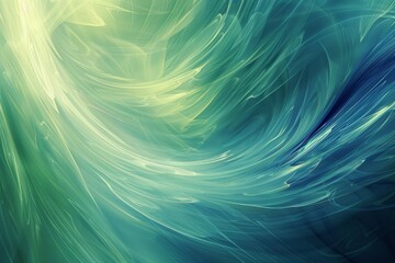 Canvas Print -  A detailed shot of a blue-green wallpaper featuring a towering wave of radiant light cascading from its uppermost section