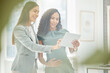 © AzeemudDeen/peopleimages.com - Tablet, teamwork or pregnant woman consulting in business for website, internet or research. Maternity, online or happy people in meeting with pregnancy, smile or networking technology in startup
