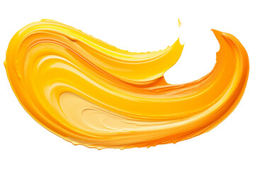 Fototapete - Curved brush stroke of yellow and orange paint, artistic design Isolated on white background