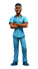 Wall Mural - PNG Cartoon adult nurse male.