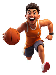 Sticker - PNG Basketball cartoon sports playing basketball.