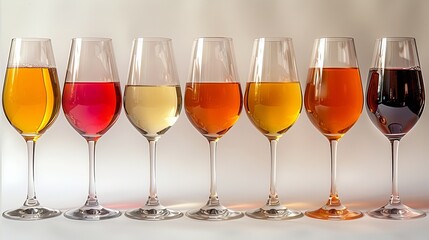 Wall Mural - Crystal glasses for varietal wine: a spectrum from red to white