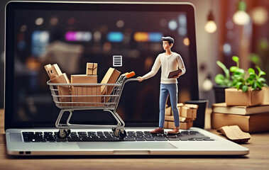 Online Shopping Portal on Laptop, Shop from Home with Ease | E-commerce online shopping concept