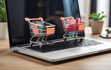 Online Shopping Portal on Laptop, Shop from Home with Ease | E-commerce online shopping concept